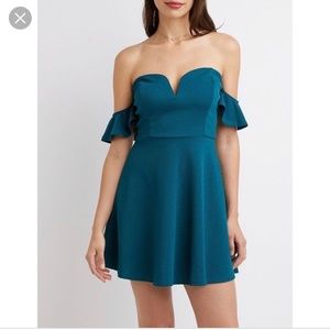 NWT off the shoulder teal cocktail dress